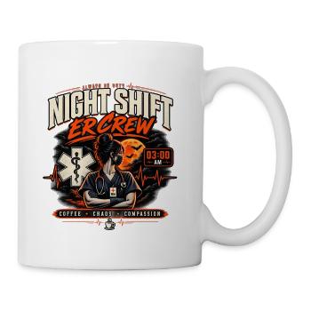 Night Shift ER Crew Nurse Coffee Chaos Compassion  - Coffee/Tea Mug - white - Right