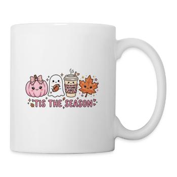 Tis The Season Pink Fall Coquette Pumpkin Ghost - Coffee/Tea Mug - white - Right