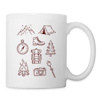 Adventure Enthusiast Camping Doodle Collage - Coffee/Tea Mug - white - Right