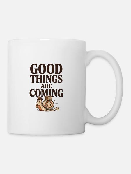 Good Things Are Coming Cute Mailman Snail - Coffee/Tea Mug - white