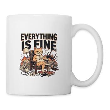 Everything Is Fine Cat Amid Chaos - Coffee/Tea Mug - white - Right