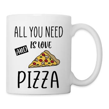 Pizza love quote - Coffee/Tea Mug - white - Right