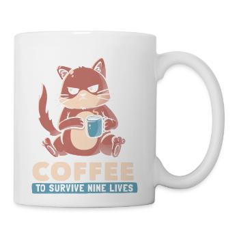 Coffee To Survive Nine Lives Funny Cute Cat - Coffee/Tea Mug - white - Right