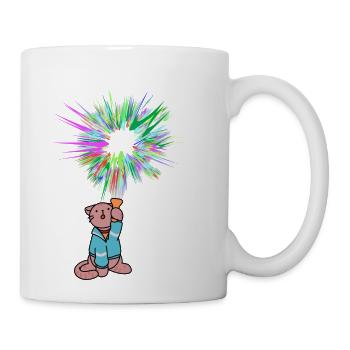 Cat with flashlight - Coffee/Tea Mug - white - Right