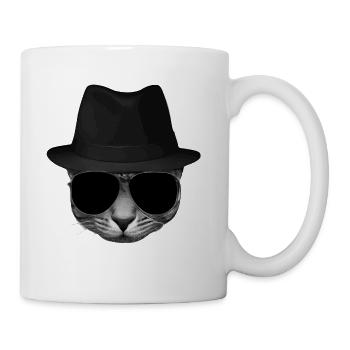 Blues Cat 1 Grayscale - Coffee/Tea Mug - white - Right