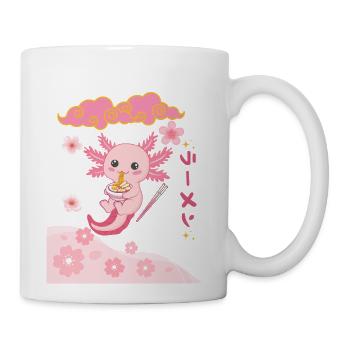 Cuteness Overload: Pink Axolotl's Ramen Delight! - Coffee/Tea Mug - white - Right