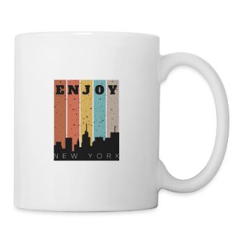 Black White Bold Enjoy New York T shirt - Coffee/Tea Mug - white - Right