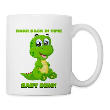 Green Cartoon Baby Dinosaur - Coffee/Tea Mug - white - Right