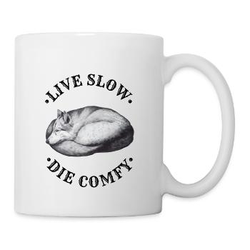 Live slow, die comfy - wolf dog canine design - Coffee/Tea Mug - white - Right
