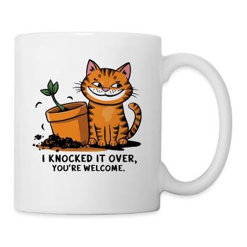 Sassy Orange Tabby and Plant - I knocked it over - Coffee/Tea Mug - white - Right