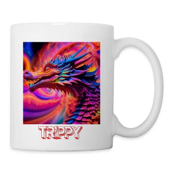 Trippy psychedelic fractal dragon - Coffee/Tea Mug - white - Right