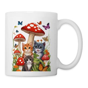 Kittens Frogs Butterflies Toadstools 5 - Coffee/Tea Mug - white - Right