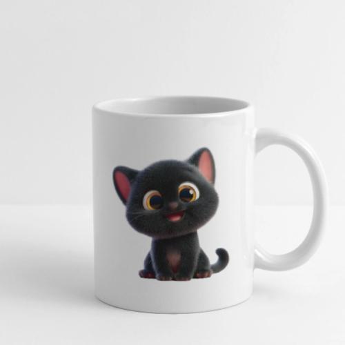 Adorable 3D Black Kitten with Big Eyes - Coffee/Tea Mug