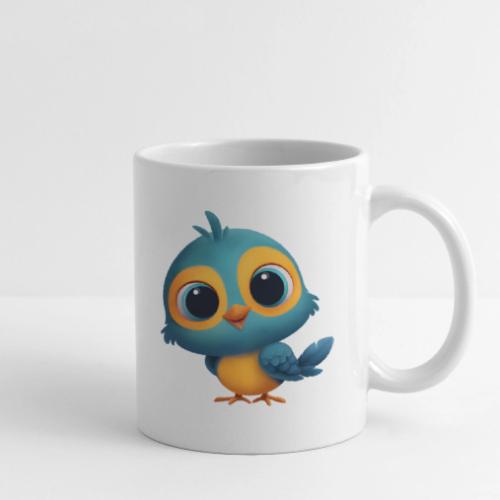 Joyful Cartoon Bird Standing in Yellow and Blue - Coffee/Tea Mug