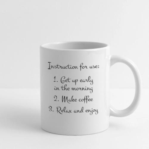 Black Font Instruction Mug - White Ceramic Cup - Coffee/Tea Mug