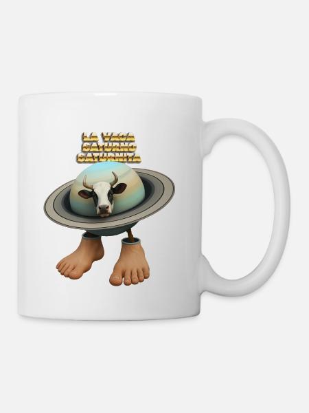 Saturn Cow Cosmic Hat Creature - Coffee/Tea Mug - white