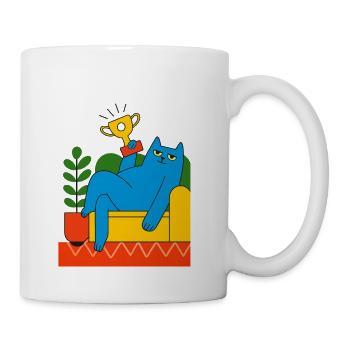 Blue Cat Trophy Lounger - Coffee/Tea Mug - white - Right