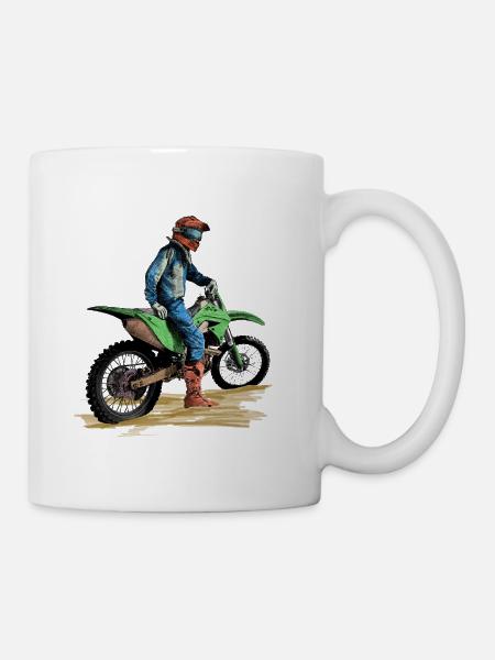 Neon Rider on Green Dirt Bike - Coffee/Tea Mug - white