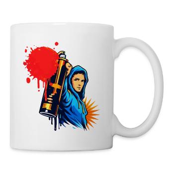 Graffiti sprayer with spray can in urban style - Coffee/Tea Mug - white - Right