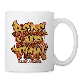 Redemption Graffiti Tee: Saint/Sinner Streetwear - Coffee/Tea Mug - white - Right