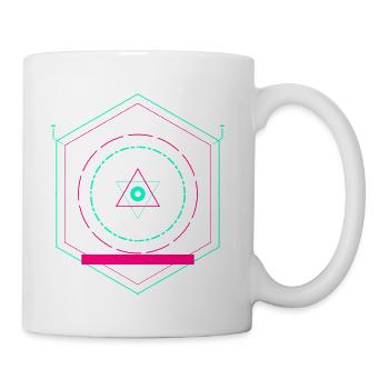 Neon Geometric Shield Mandala - Coffee/Tea Mug - white - Right