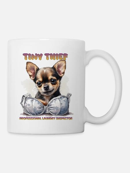 Tiny Thief Professional Laundry Inspector Pup - Coffee/Tea Mug - white