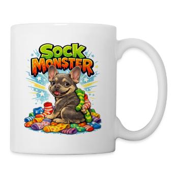 Sock Monster: Colorful Sock Collector - Coffee/Tea Mug - white - Right