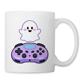 Cute Gamer Ghost with Controller - Coffee/Tea Mug - white - Right