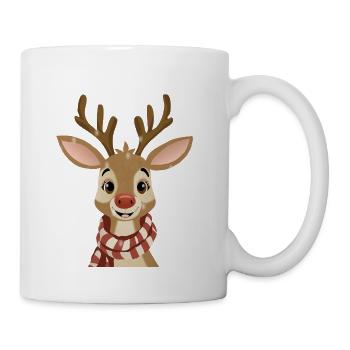 Renne douillet avec écharpe - Tasse - blanc - Droite