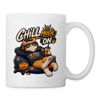 Chill Mode: On — Funny Relaxing Cat - Coffee/Tea Mug - white - Right