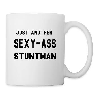 stuntman clumsy irony plaster accident funny gift - Coffee/Tea Mug - white - Right