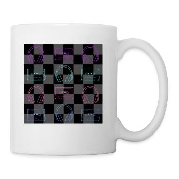 Retro 1980's Music Check - 12 BLK + GRY - Coffee/Tea Mug - white - Right