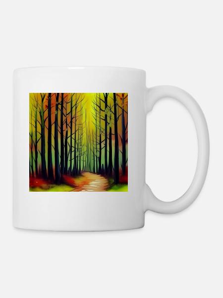 Sunset watercolor forest - Coffee/Tea Mug - white