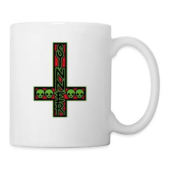 Sinner On Inverted Cross Red And Green - Coffee/Tea Mug - white - Right