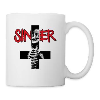 Inverted Cross Of Sinner With Skull And Skeleton - Coffee/Tea Mug - white - Right