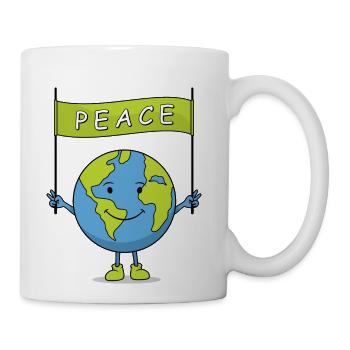 Planet Earth, PEACE Sign, Planet Earth, Sea Turtle - Coffee/Tea Mug - white - Right