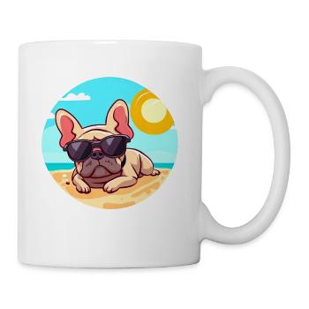 French Bulldog on a Beach - Coffee/Tea Mug - white - Right
