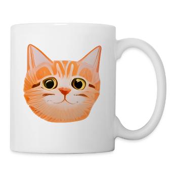 Cute Orange Tabby Cat Face - Coffee/Tea Mug - white - Right