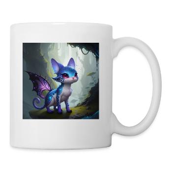 Alien Cat with Wings, Fantastic Mythical Creature - Coffee/Tea Mug - white - Right