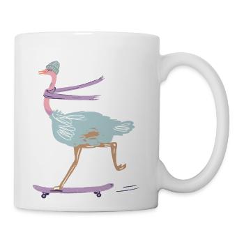 Ostrich Skater - Coffee/Tea Mug - white - Right