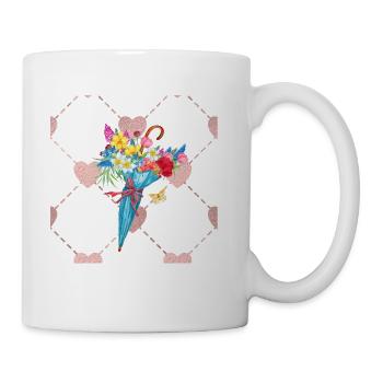 Umbrella under the flowers - Coffee/Tea Mug - white - Right
