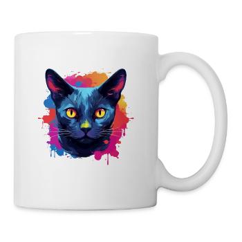Russian Blue Cat color splashes Paint Splashes - Coffee/Tea Mug - white - Right