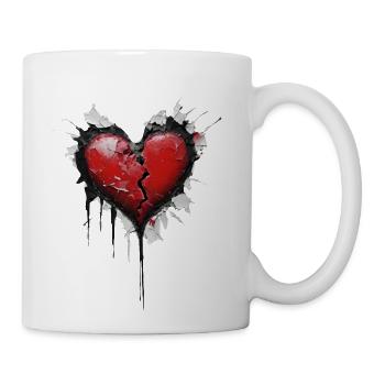 Broken paper heart - Coffee/Tea Mug - white - Right