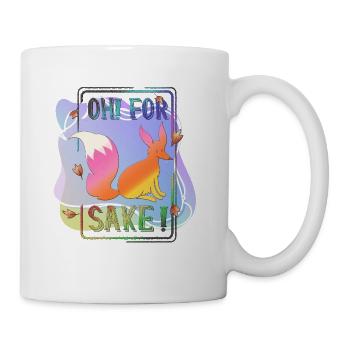 Oh! For Sake Quote Fox Animal Cartoon Vector - Coffee/Tea Mug - white - Right