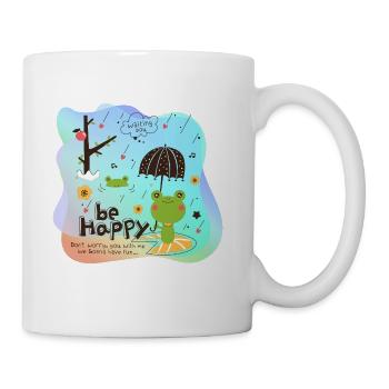 Sois heureux Ne t’inquiète pas Grenouille Attendant La Pluie Pluie - Tasse - blanc - Droite