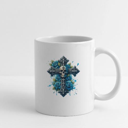 Gothic Collection - Cross, Skull & Blue Roses - Coffee/Tea Mug
