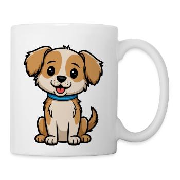 Cute Happy Dog With Blue Collar - Coffee/Tea Mug - white - Right