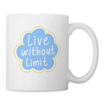 Positive Life Quote In Blue Flower - Coffee/Tea Mug - white - Right