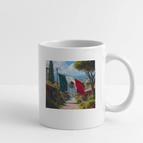 Mexican flag surrounded by nature and magic town - Coffee/Tea Mug