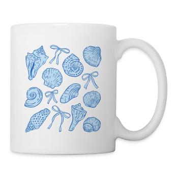 Elegant Seashell Pattern with Ribbons - Coffee/Tea Mug - white - Right